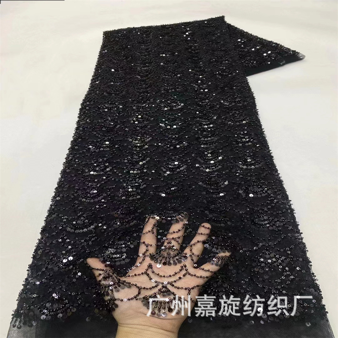 Southeast Asia Middle East Crown Sequins Embroidery Fabric Beaded Tube Embroidery Children's Wear Dress Fashion Mesh Fabric wedding