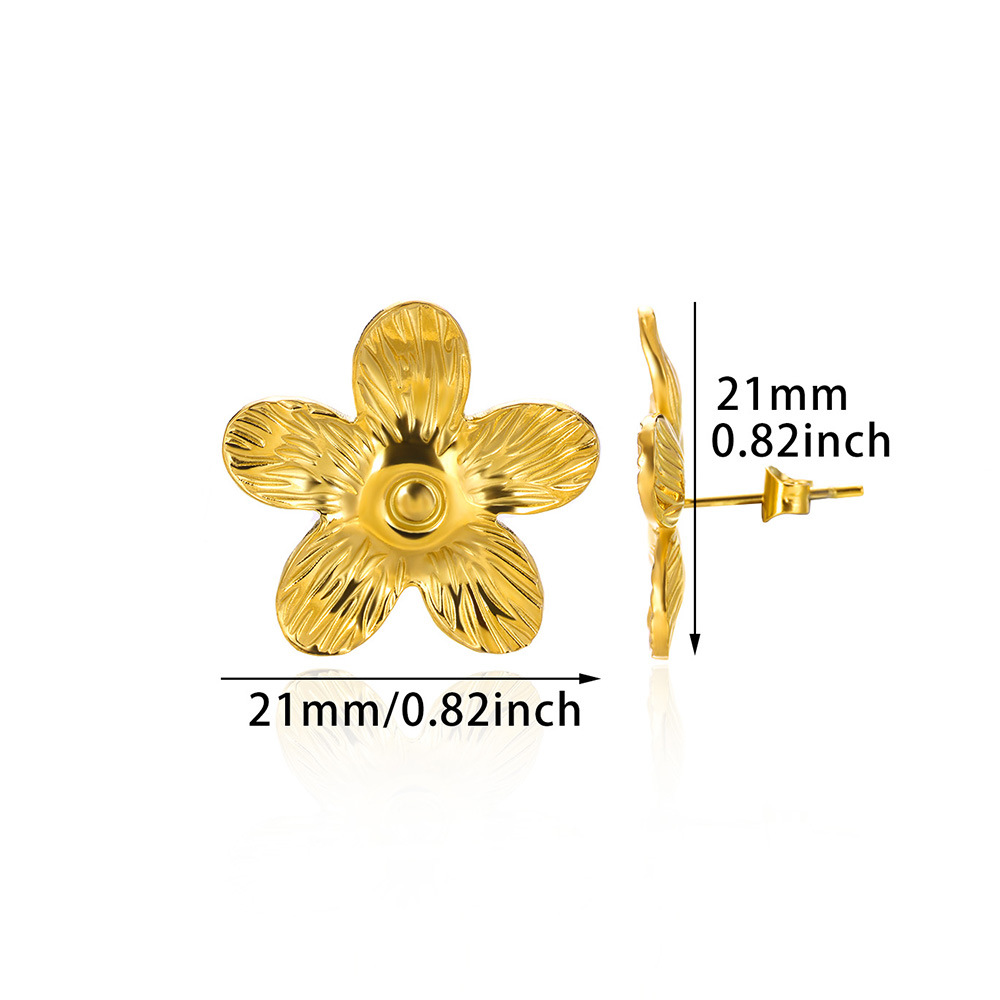 Picture of Cross-border new ins style fashion imitation pearl earrings 18K gold stainless steel earrings women's light luxury titanium steel petal earrings