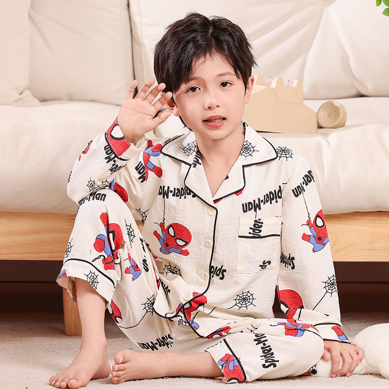 Picture of 2024 New Girls' Pajamas Long Sleeve Cloud Cotton Spring and Autumn Children's Home Clothes suit Big Kids Girls Can Wear Outer