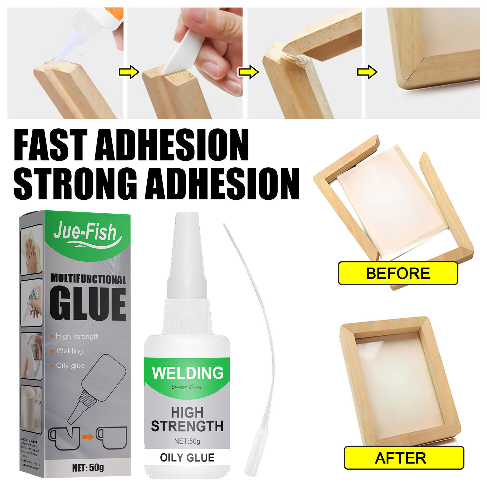 Jue-Fish Multifunctional Glue Wood Glass Ceramic Special Transparent Quick-Drying Glue Waterproof Universal Glue