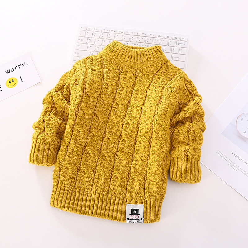 Picture of 2025 Children's Sweater Unisex Small Cable Knit Solid Color Round Neck Long Sleeve Knitwear for Older Children Cross-Border Hot Item