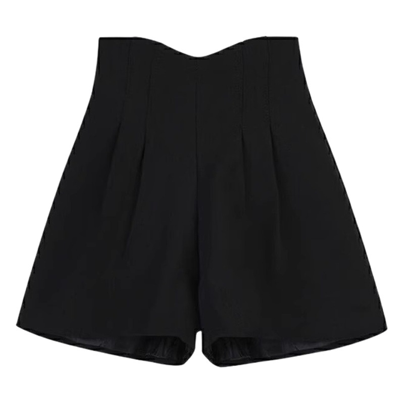 Black Suit Shorts for Women Summer Small High-Waisted A-Line Casual Wide-Leg Pants 2023 New Outer Boot Pants