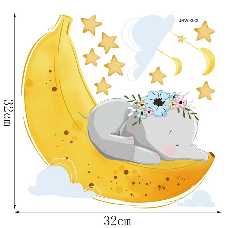 Picture of Amazon cartoon wallpaper elephant star stickers ins creative bedroom decoration wall stickers PVC background wall stickers