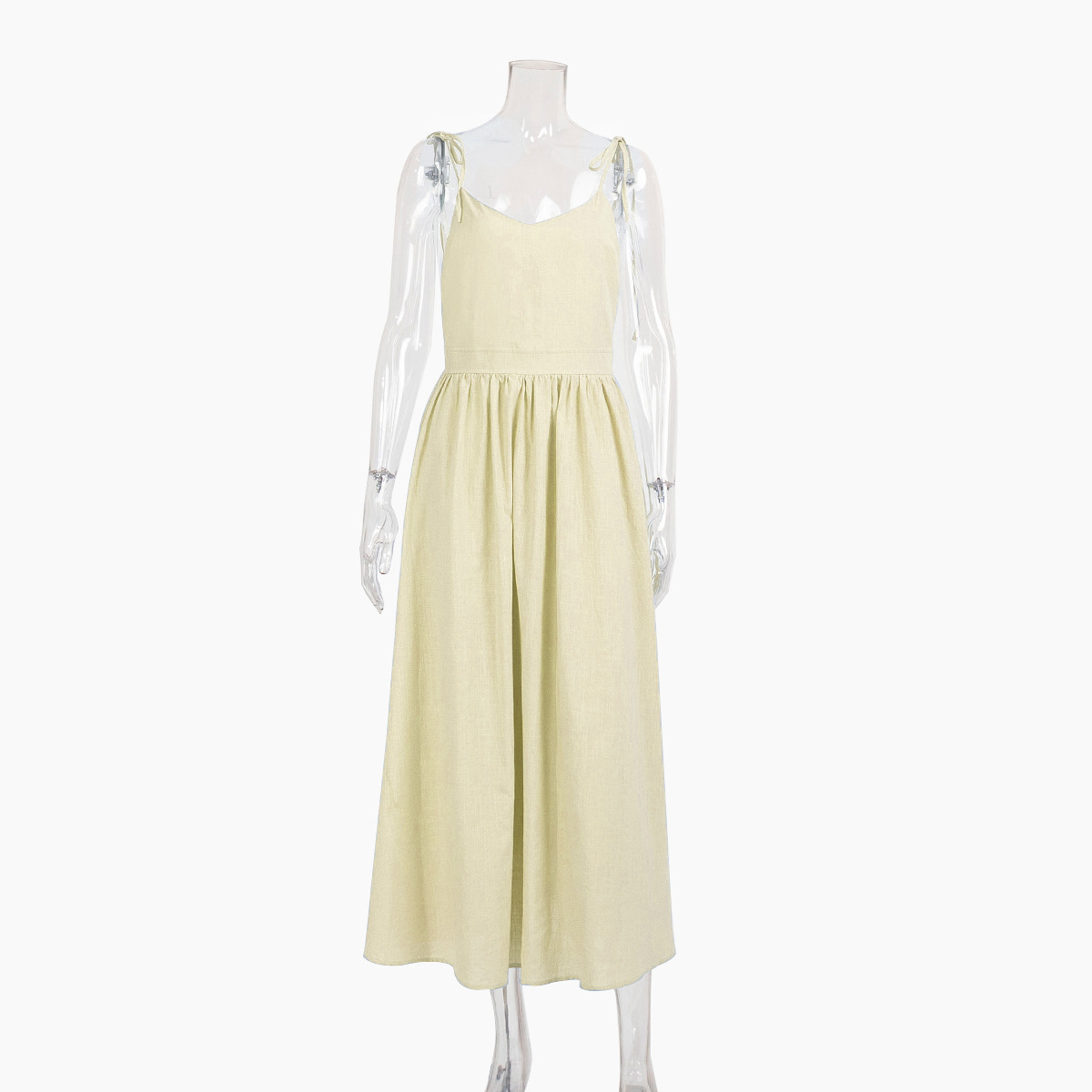 Picture of Cross-border Pure Cotton V-neck Slip Skirt Women's European and American 2025 Spring New Elegant Elegant Sexy Strap Backless dress