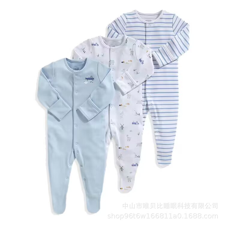 Picture of Baby's jumpsuit spring, summer, autumn and winter 0-12 months newborn's pure cotton Harbin clothes baby's base long crawling clothes