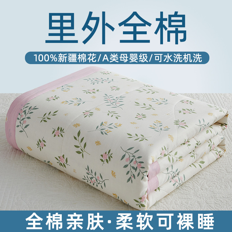 Picture of Machine washable Class A Mother and Child Pure Cotton Summer Cool Quilt Cotton Air-conditioning Quilt Children's Pure Cotton Summer Quilt Cartoon Thin Quilt Core 1