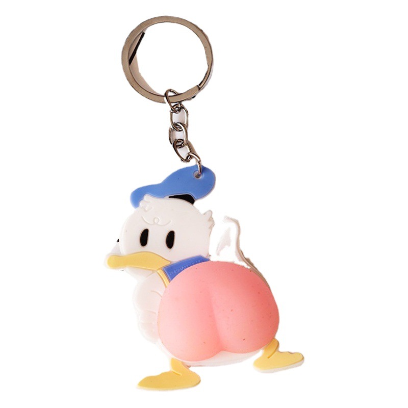 ins Girl's Heart Pink Elastic Ass Keychain Bag Hanging Cute Decompression Ass Pinch Music Pendant