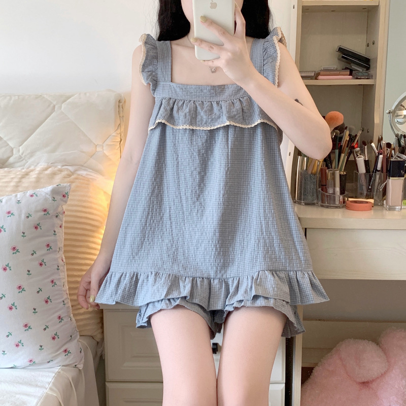 New 2025 Suspender Pajamas for Women, Cute Lace Girls Home Clothes Set, Summer Internet Celebrity Hot Style Princess Style for Women