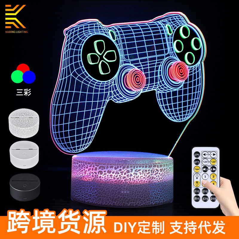 Cross-border exclusive fortress night game handle among us series 3D table lamp three-color LED creative night light