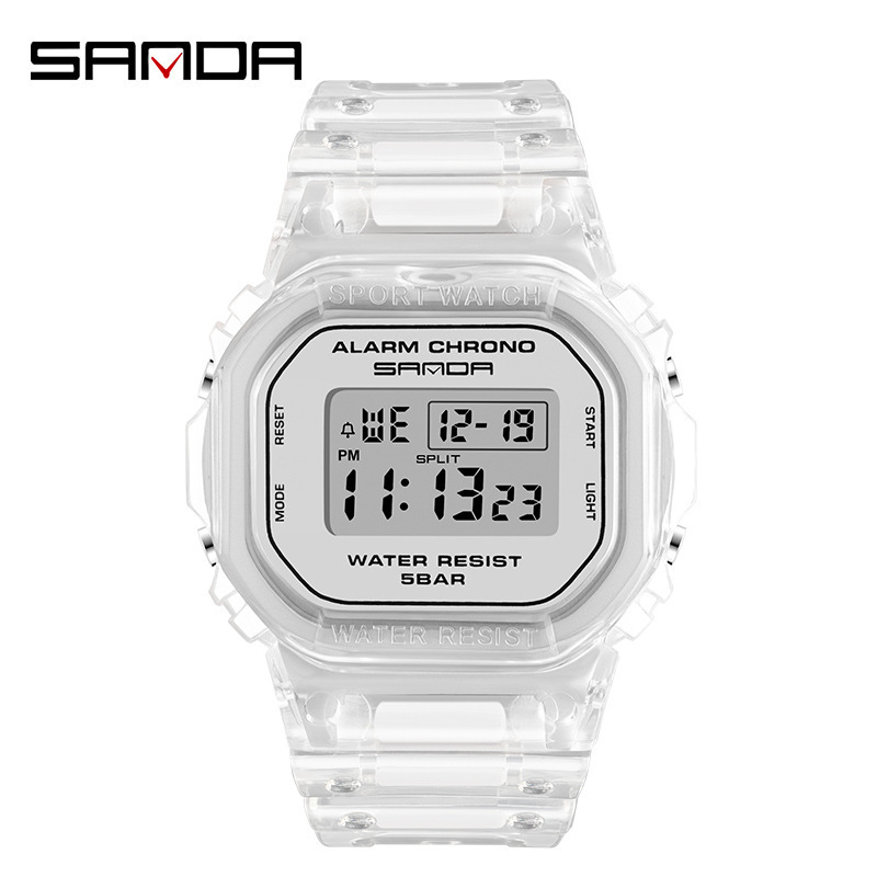 Picture of High-Quality, Popular Live-Streaming Item, Cross-Border Hit, Square Transparent Strap Electronic Watch, Multifunctional, Luminous, Waterproof