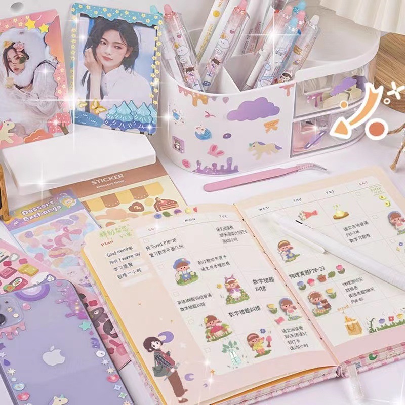 Picture of Laser Goo Card Sticker DIY High Color Value Girl's Hand Account Paste Goo Ka Children's Hand Account Laser Sticker Match with Heart
