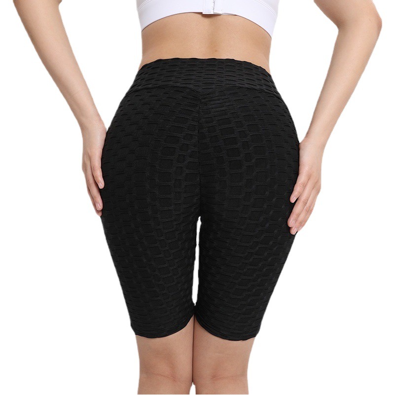 Amazon European and American Sexy Jacquard Pocket Pants Yoga Fitness Peach Hip Bubble Sports Leggings Women
