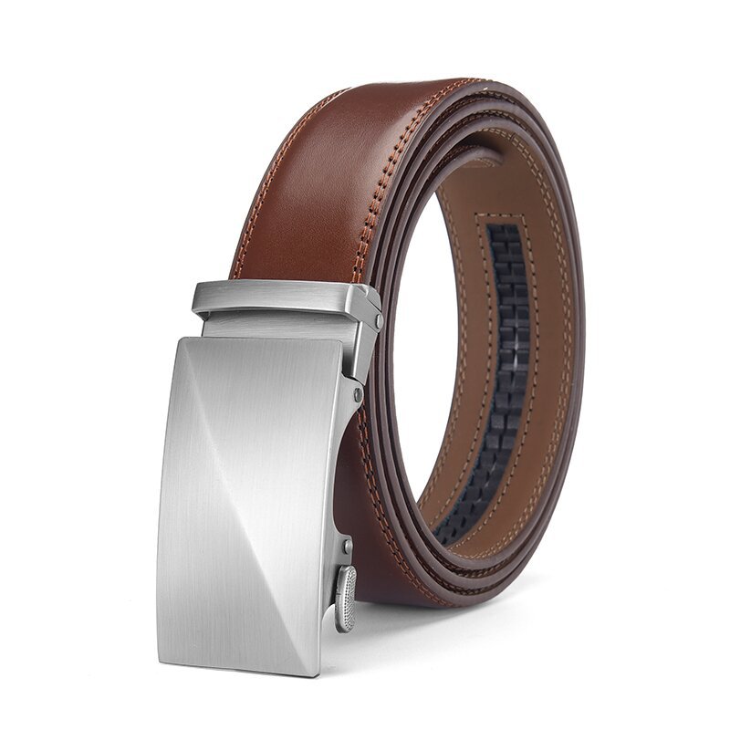 Leather Belt Men's Leather Alloy Automatic Buckle Two-layer Cowhide Business Waist Seal Leather Belt Men's Cross-border Guangzhou Belt
