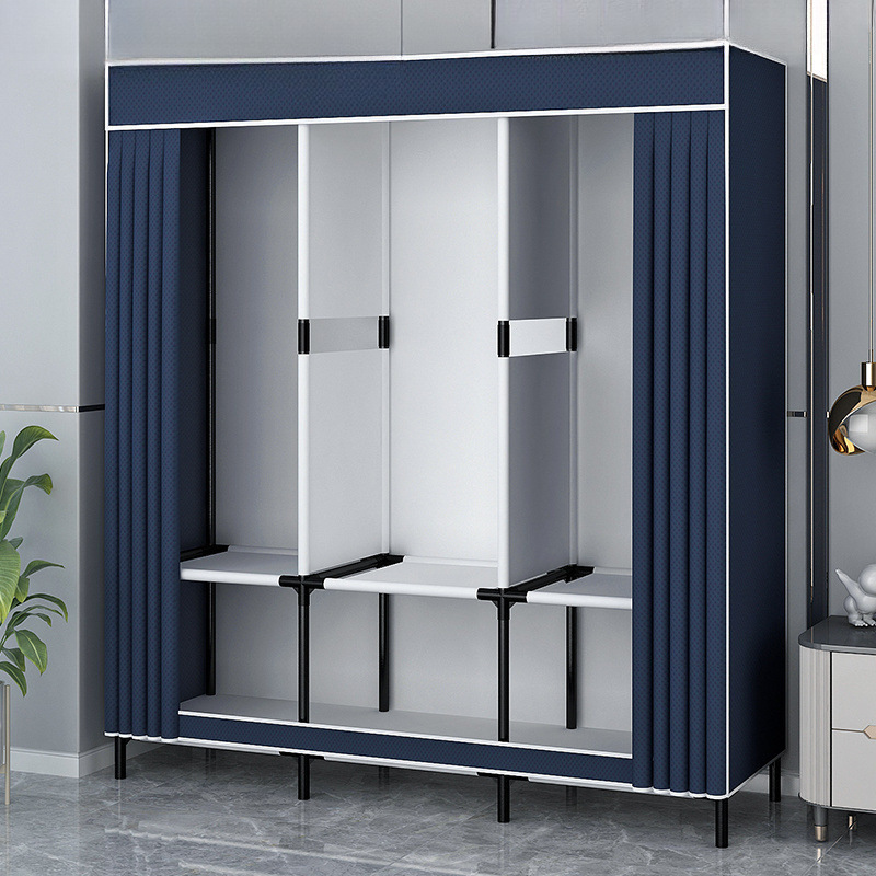 Simple wardrobe home bedroom durable thickened assembly sturdy single thickened small apartment rental small wardrobe