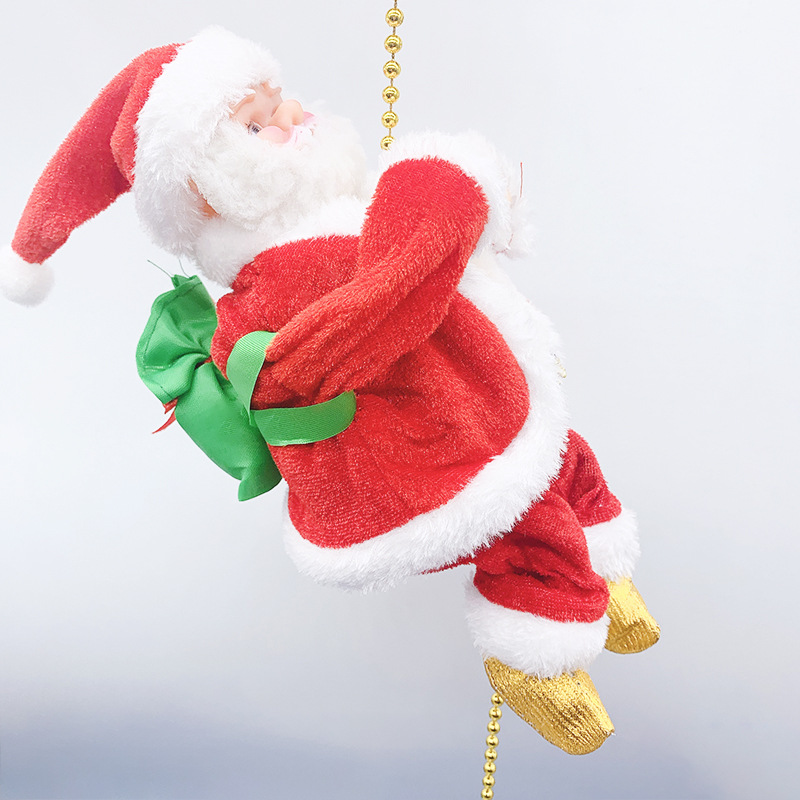 Climbing Beads TikTok Plush Climbing Beads Santa Claus Doll Toy New Electric Santa Claus Mall Decoration