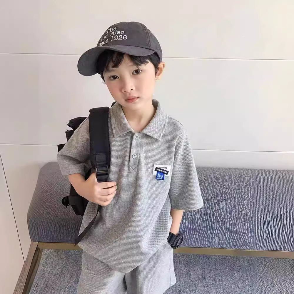 Picture of Children's clothing summer suit T-shirt New Home casual all-match Gray children's summer short-sleeved T-shirt boy two-piece set
