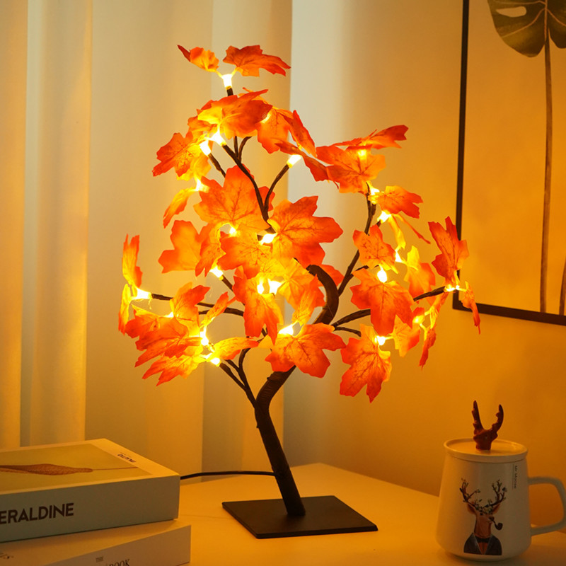 Cross-border manufacturers hot USB simulation maple tree lights Thanksgiving room decoration lights LED lights string lights flashing lights