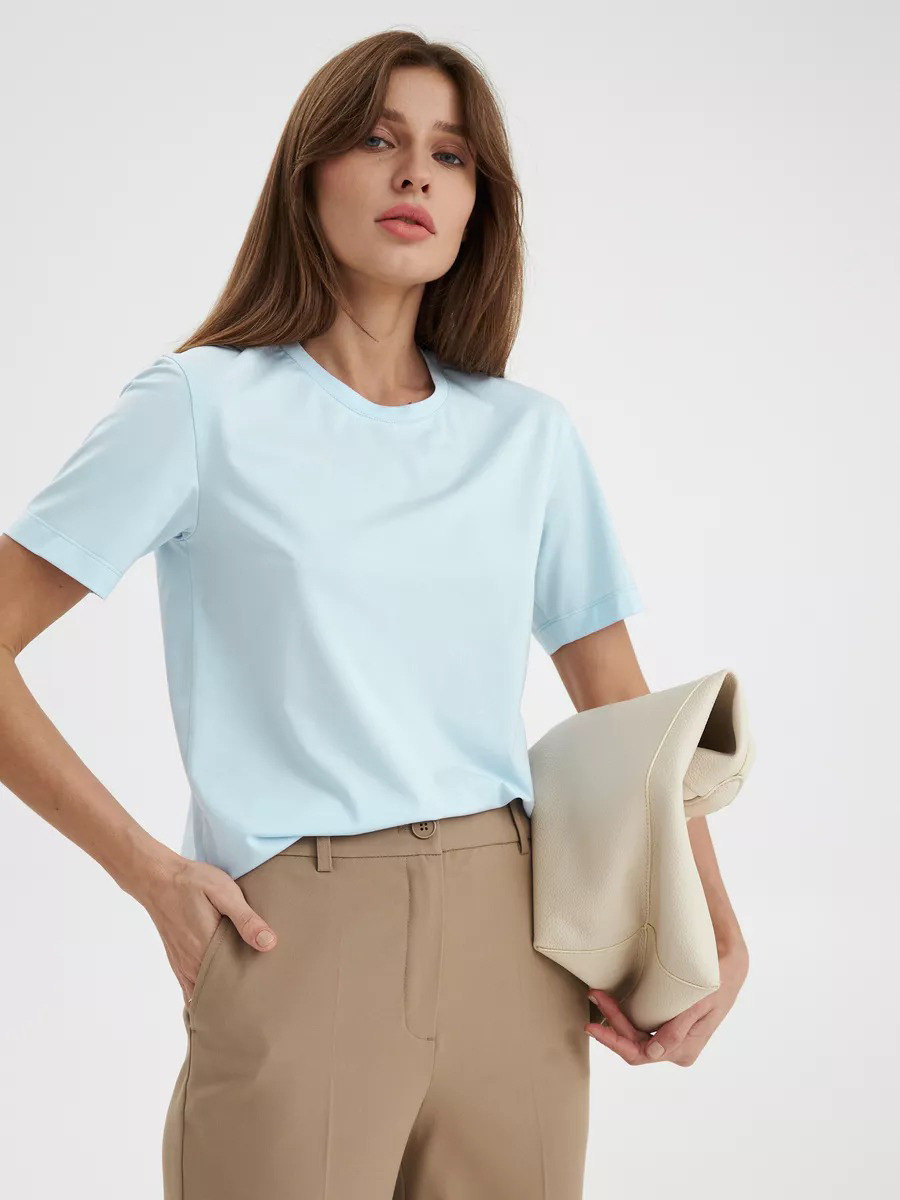 Picture of Cross-Border Short-Sleeved T-Shirt European and American 2025 Summer New Women's Fashion Casual Home Work Clothing Versatile Round Neck Short-Sleeved T-Shirt