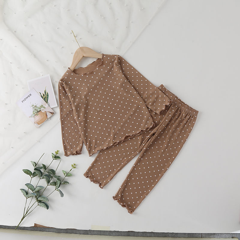 Picture of Children's Pajamas Summer Thin suit Dot Western Girl's Summer Two-piece Home Clothes Children's Air-conditioning Clothes Women
