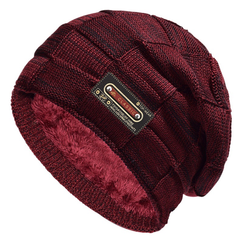 Cross-border fleece-lined warm knitted wool hat men's autumn and winter Korean outdoor pullover hat in stock wholesale
