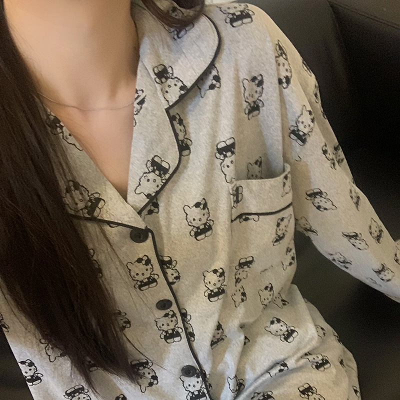 Pajamas women's spring and autumn Korean style high-grade long-sleeved home wear suit can be worn outside 2023new autumn Women's