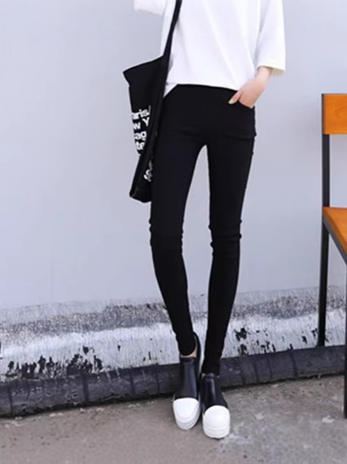 Picture of Korean-style Stretch Tight Pants Skinny Pants All-match Fashion Pencil Pants Women's Outer Wear Casual Leggings Black Spring and Autumn