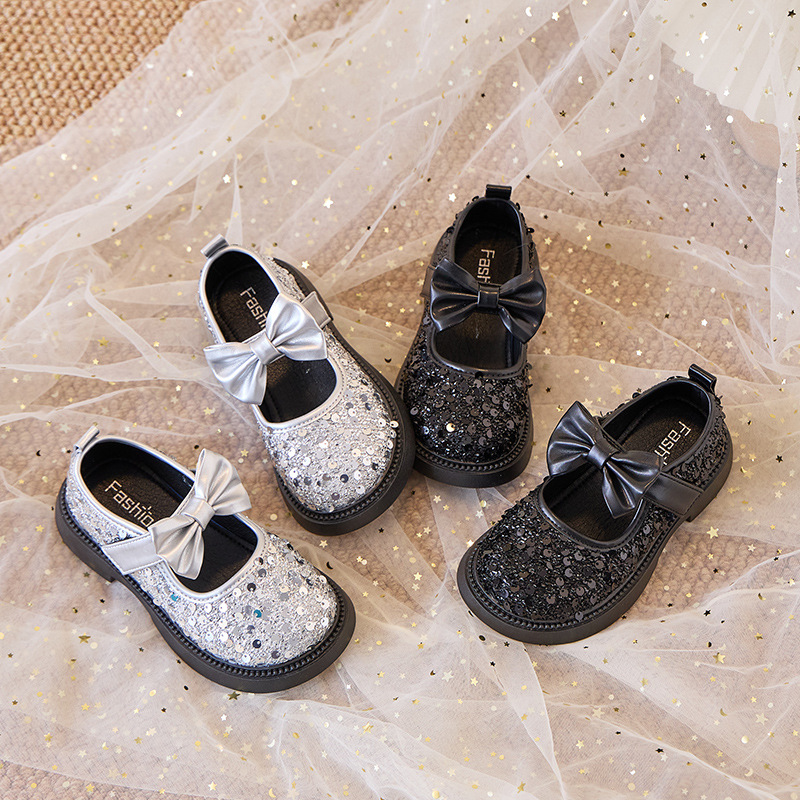 Girls' Leather Shoes Children's Bow Princess Shoes 2025 Spring and Autumn Exquisite Performance Comfortable Student Fashion Shoes Trendy