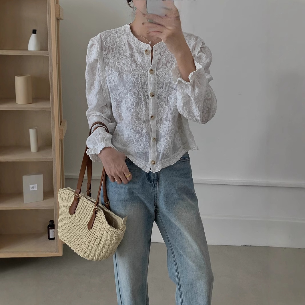 Fresh Cotton Lace Shirt Women's Summer Sunscreen Short Outer Wear Thin Shawl Small Cardigan 2025 New Jacket