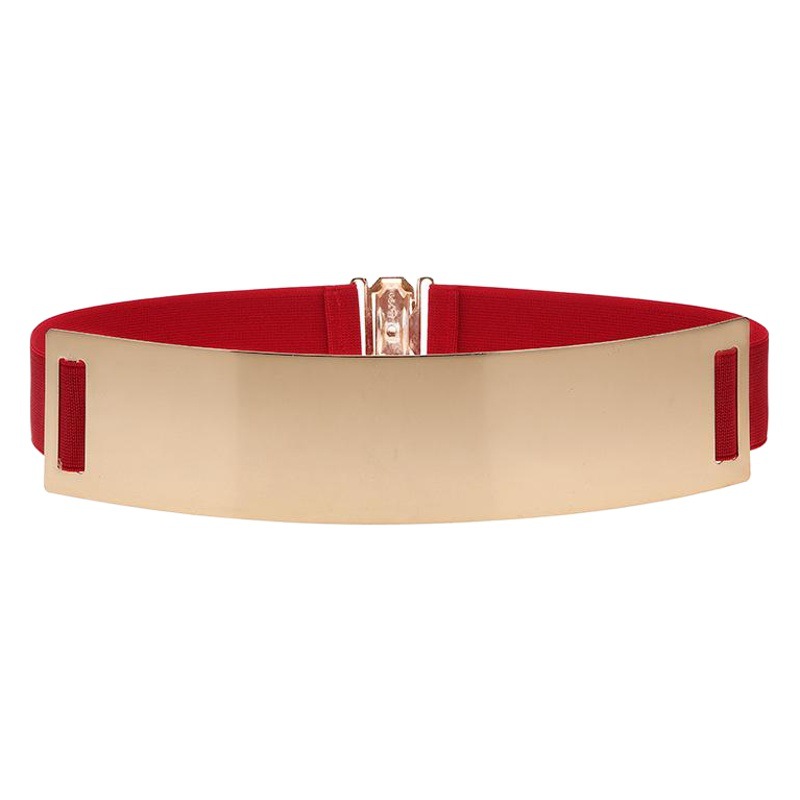 Xu Haoying Same Style Metal Sheet Korean Version Gold Mirror Belt Wide Stretch Women's Decorative Waist Seal A81