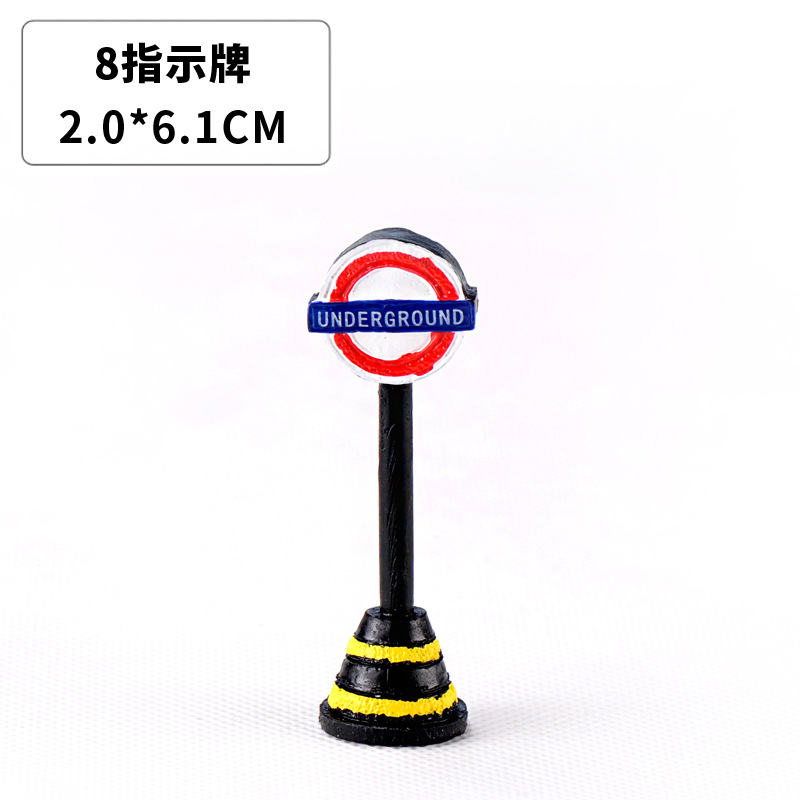 Picture of Indicating street sign street lamp mailbox fire hydrant trash can flower bed road cone Street View crafts resin gift ornaments
