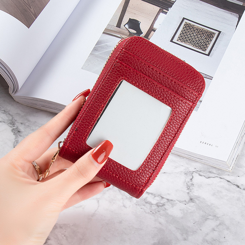 Picture of Card Bag Women's Korean-style New Anti-degaussing Solid Color Driver's License Mini Simple Multi-functional Compact Card Bag Card Cover for Women
