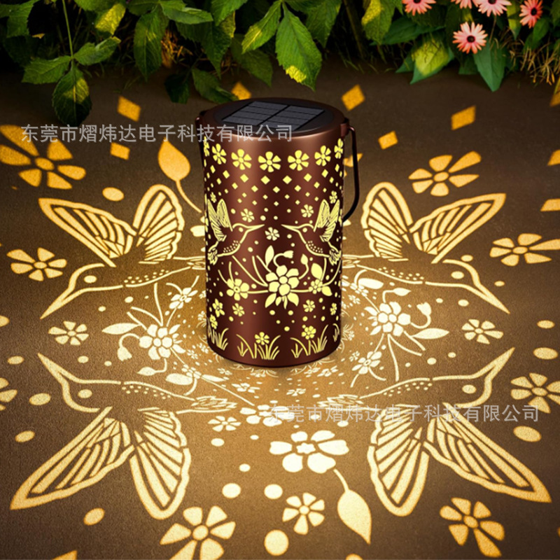 Solar outdoor waterproof hummingbird decorative light, hanging hollow design, villa floor outlet outdoor decorative lawn light