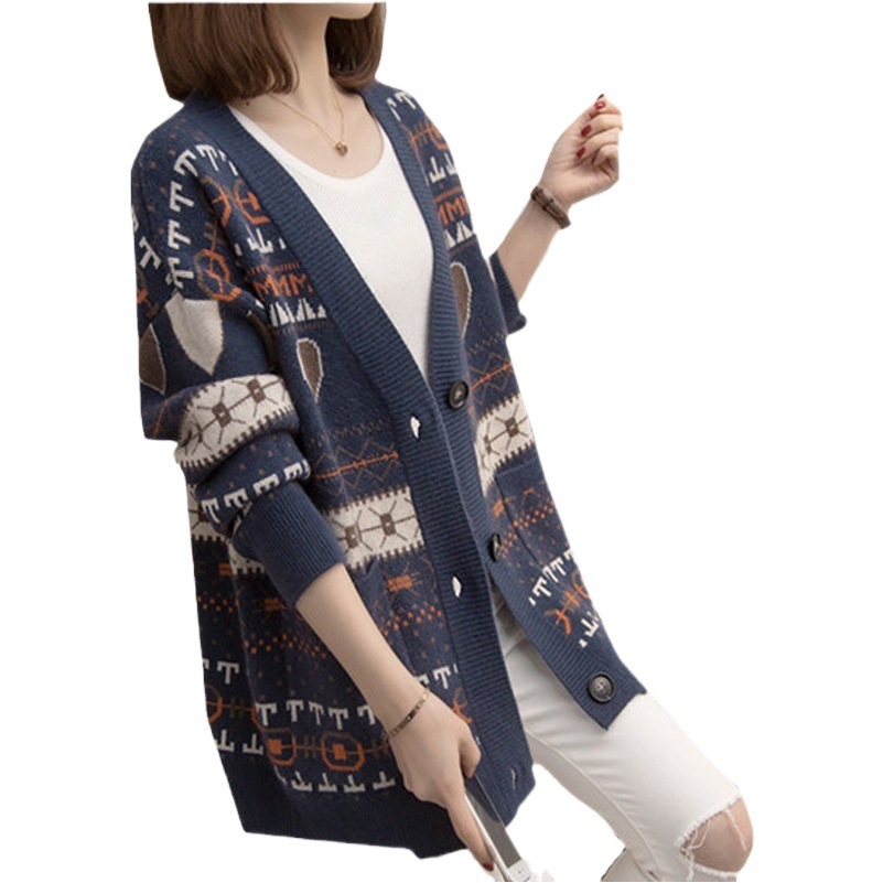 Knitted cardigan early autumn clothing 2024 New loose lazy wind outer wear early spring autumn top sweater women's coat