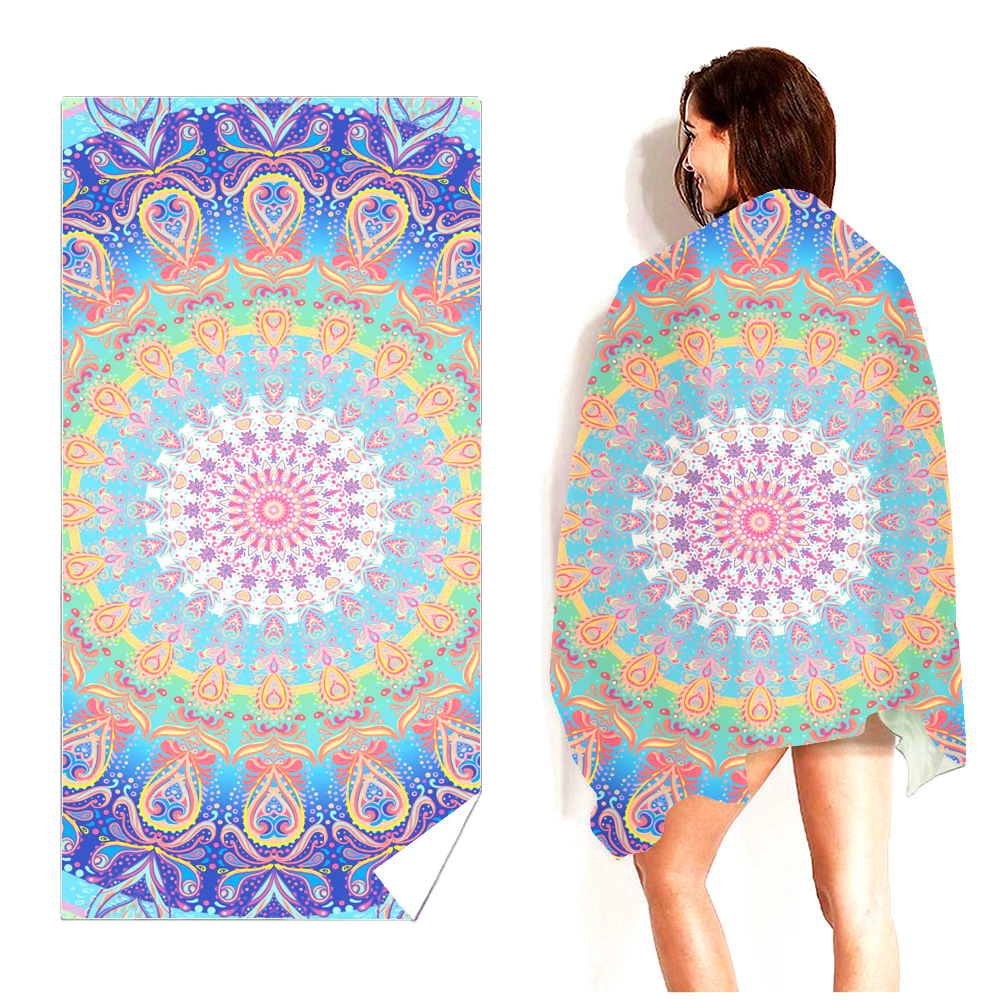 Picture of New Cross-Border Amazon European and American Double-Sided Velvet Quick-Drying Bath Towel Customizable Printed Towel Beach Swimming Beach Towel