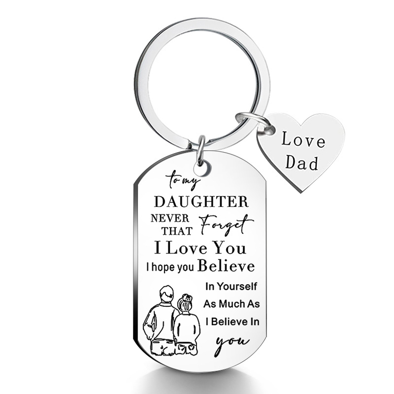 Picture of European and American jewelry stainless steel keychain necklace TO MY DAUGHTER as a gift from father TO DAUGHTER