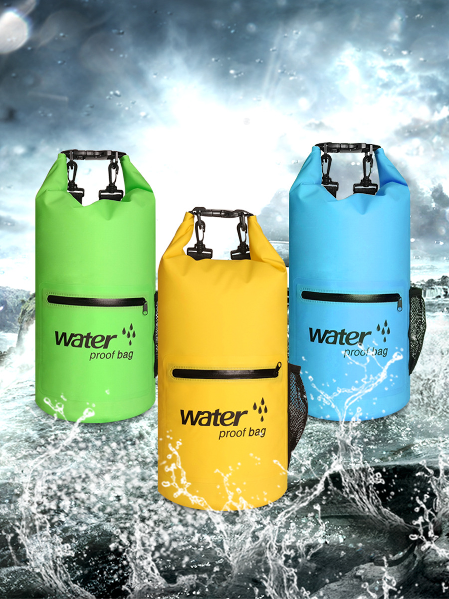 Wholesale floating bag waterproof bucket swimming waterproof bag PVC clip mesh waterproof bag beach waterproof bucket bag