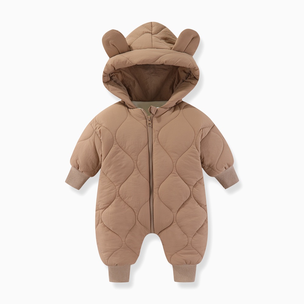 Picture of Autumn and winter newborn baby jumpsuit fleece-lined thickened baby winter cotton-padded jacket cotton-padded jacket going out clothes holding clothes