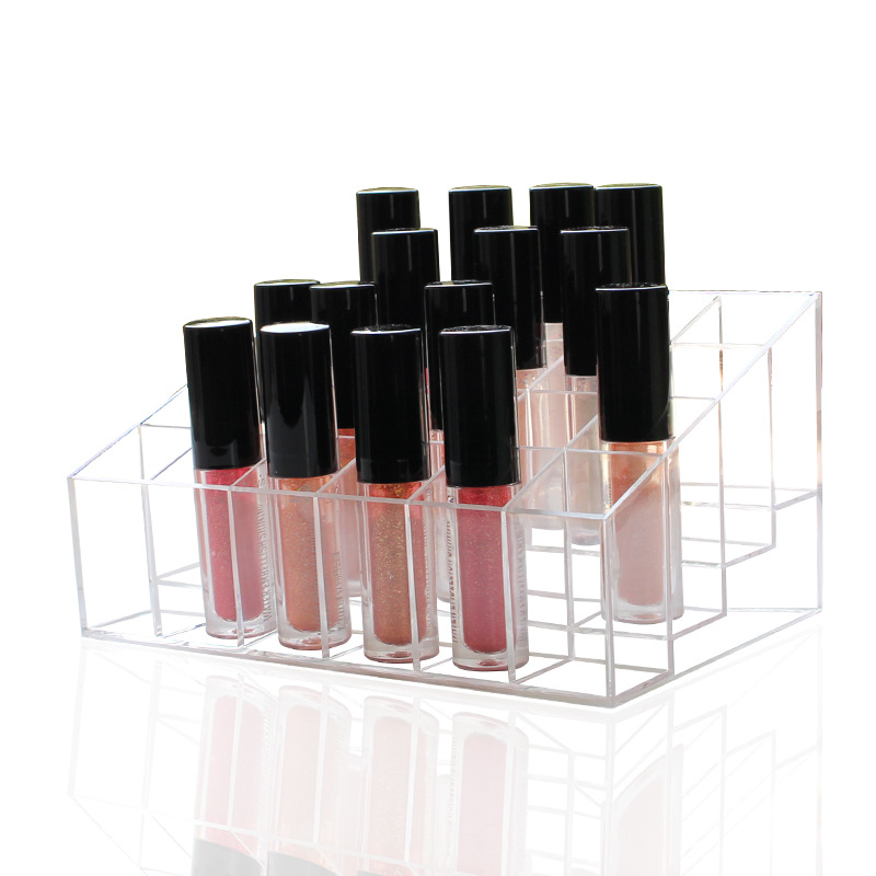 24 grid transparent lipstick storage finishing box acrylic plastic desktop lip glaze display stand cosmetic storage box