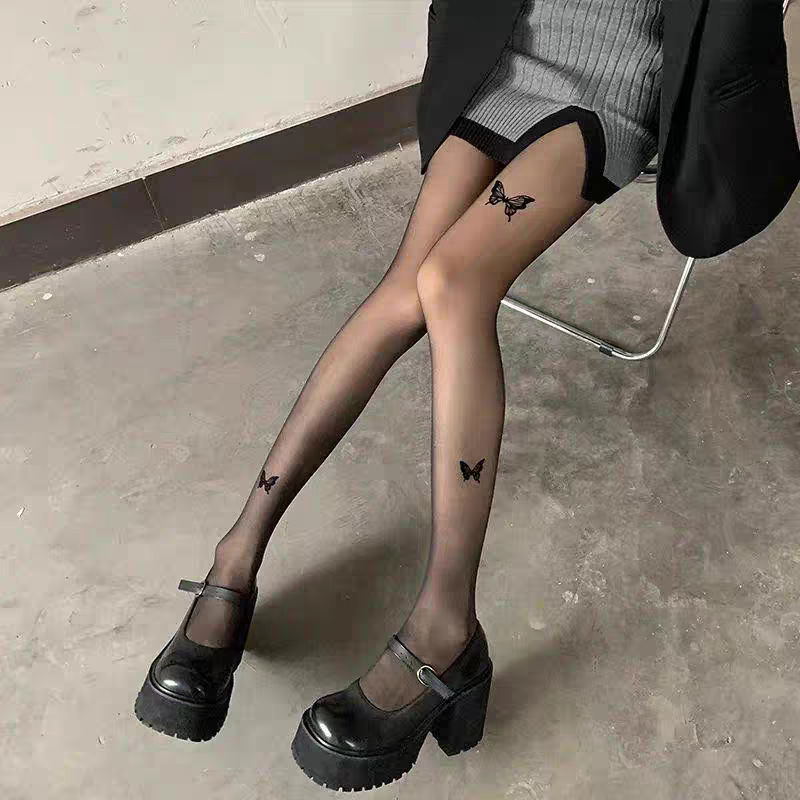 Picture of Night Teaching Room Black Diamond Plaid Stockings Women's Spring and Autumn Thin Black Silk Pantyhose Leg Fishnet Stockings Spring