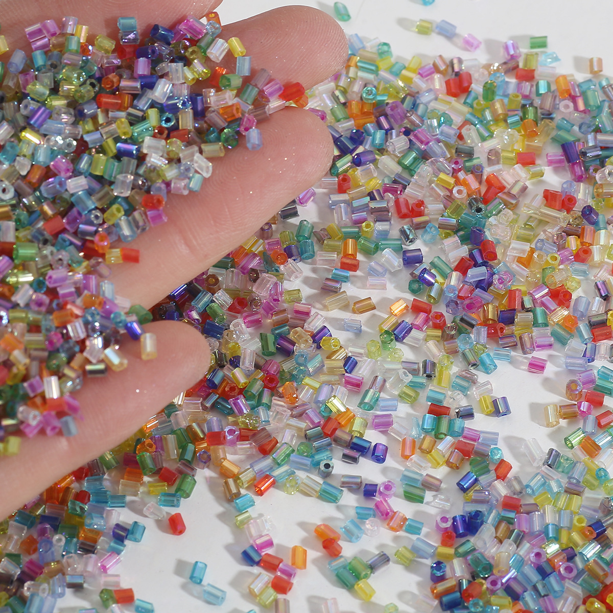 Picture of 2mm magic color H-tube beads hand-sewn beads loose beads diy hand-made color-plated glass rice beads material jewelry accessories wholesale