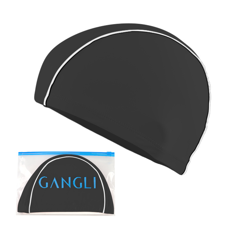 Picture of Swimming cap adult cloth cap swimming cap polyester nylon four needle six thread unisex large swimming belt paper card wholesale