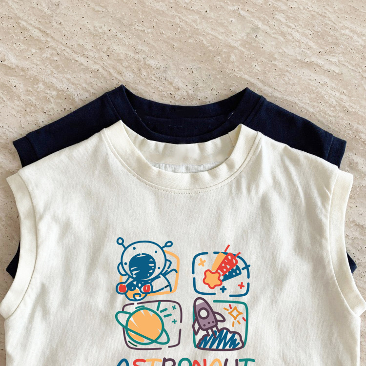 Picture of Pure Cotton Baby Kidsren's Sleeveless T-Shirt 2025 New Cartoon Pattern Versatile Vest Sweatshirt Top for Boys and Girls Summer