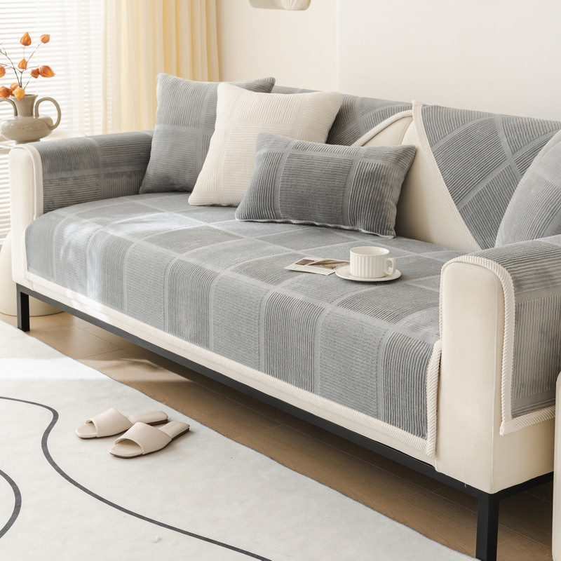 Picture of Autumn and Winter New Sofa Cushion Plush Seat Cushion Sofa Cover Plush Embroidery Modern Simple Non-slip Winter Thickened Cushion