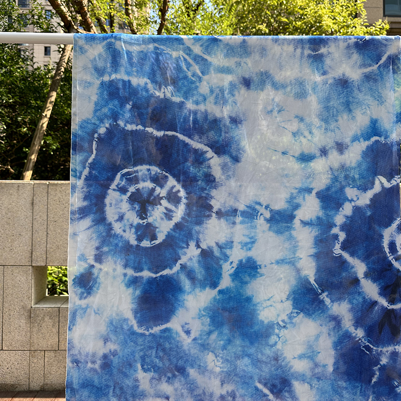 Picture of Cotton Traditional Tie-Dye Pattern Fabric Ethnic Style Blue Dye Kindergarten Environmental Background Cloth Mantle Decorative Fabric