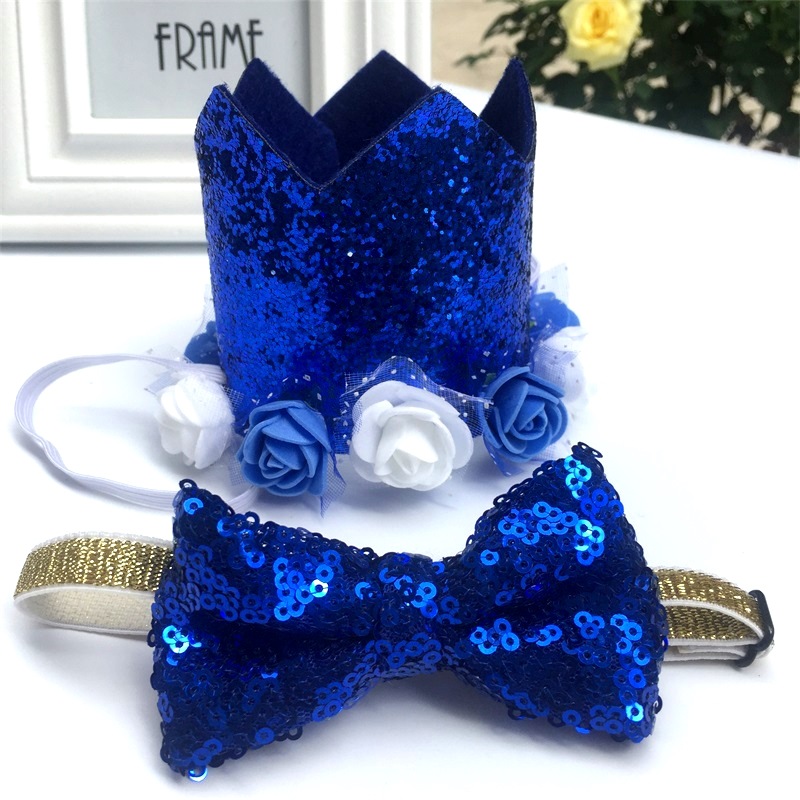 Picture of Children's Birthday Hat Baby Hundred Days Full Moon Birthday Crown Flower Sequins Party Decoration Supplies
