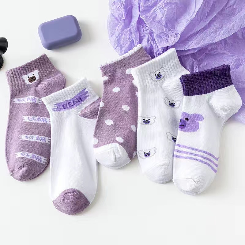 Picture of Socks men's summer solid color black white gray ankle socks unisex low-cut breathable socks low-top socks wholesale