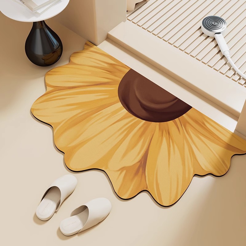 Alien Sunflower Diatom Mud Style Floor Mat Bathroom Floor Mat Entrance Door Mat Toilet Water Absorbent Foot Mat