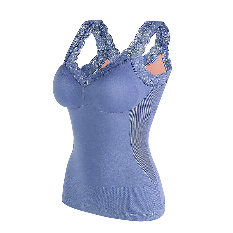 Picture of New 8-color Women's Warm Vest Seamless Lace Warm Underwear with Chest Pad Slim-fit Base Fleece Vest for Women