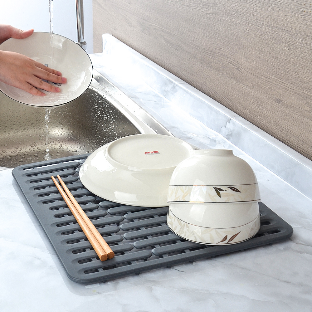 Picture of Silicone Hollow Drain Mat Kitchen Sink Dishwashing Sink Non-Slip Mat Multi-Functional Insulation Mat Thickeneded Dish Mat