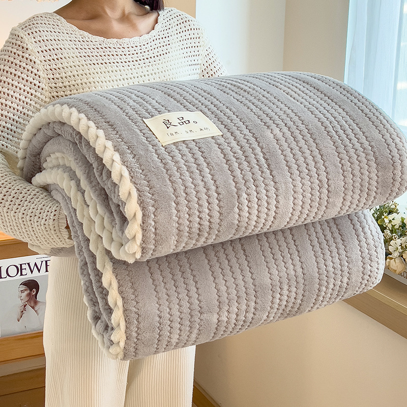 Picture of Cross-border Autumn and Winter Thickened Class A Milk Fleece Jacquard Blanket Office Nap Blanket Coral Fleece Cover Blanket Sofa Blanket